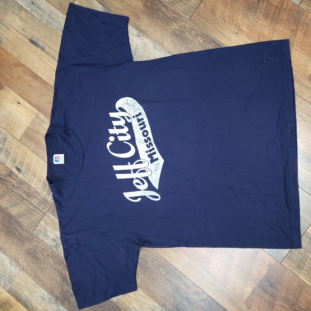 Vintage Single Stitch Navy Blue Missouri Graphic Short Sleeve Tee, Size Large